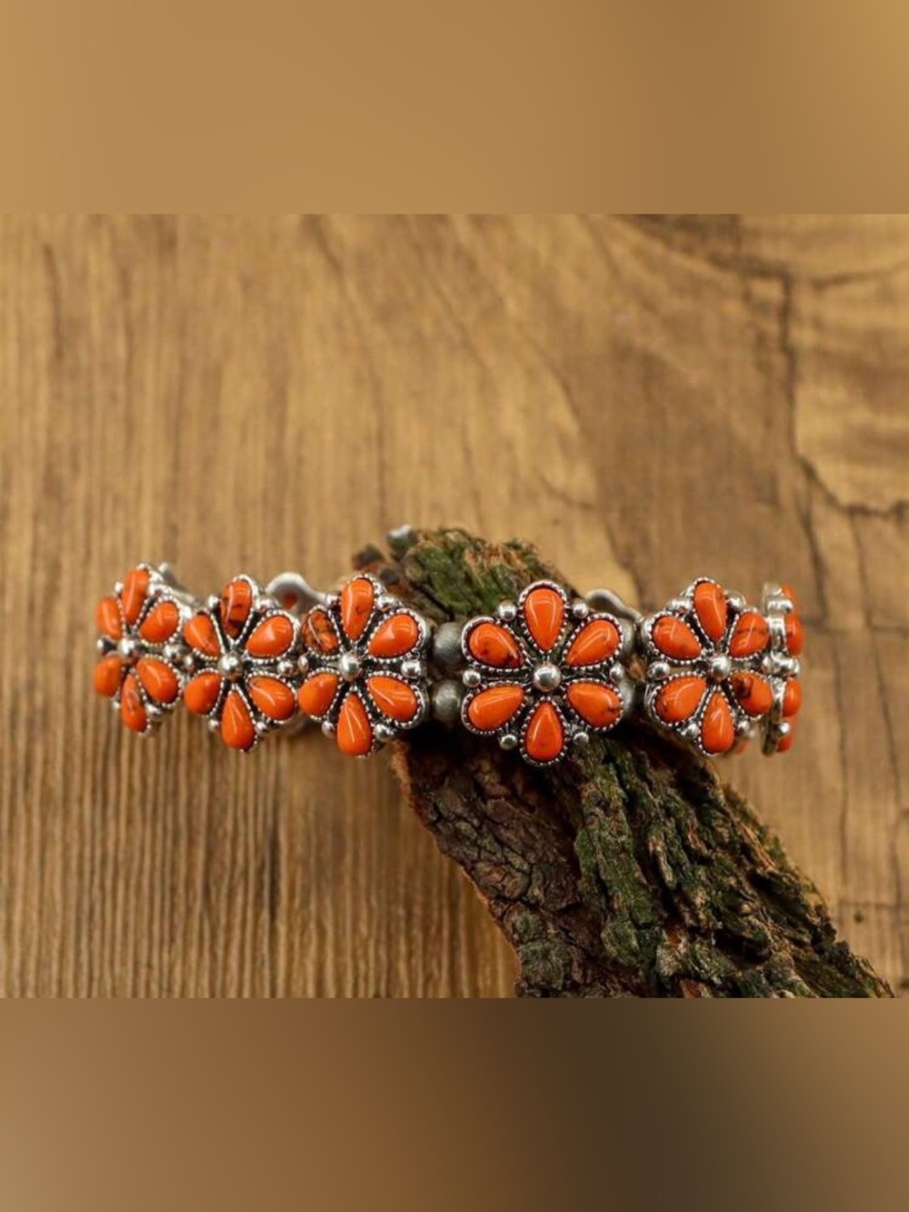 Western Bracelet Orange Flower Cluster Bracelet - Women Jewelry